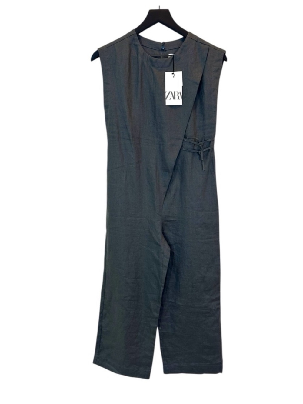 ZARA Black Sleeveless Minimal Wide-Leg Jumpsuit